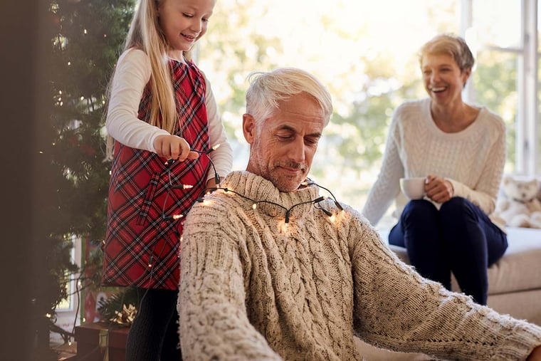 family celebrating holidays