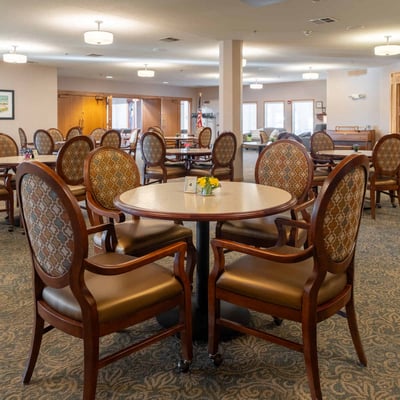 Wide view of the dining room at Immanuel Courtyard. 