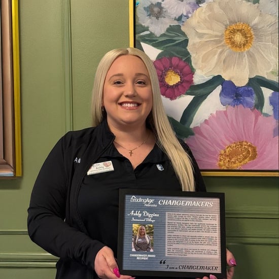 Ashly Diggins, administration and sale assistant at Immanuel Village, received a Changemaker Award from LeadingAge Nebraska.