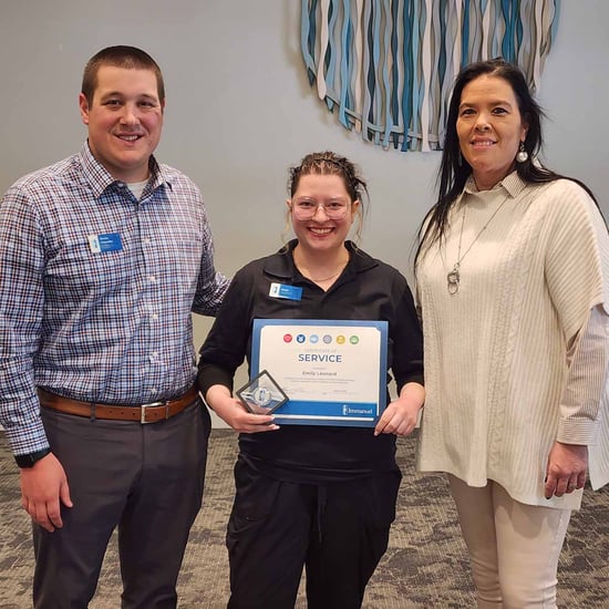 Emily Leonard received Lakeside's quarterly CHRIST Promises Award.