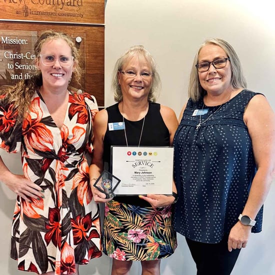 Mary Johnson was named Graceview Courtyard's CHRIST Promises Award recipient.