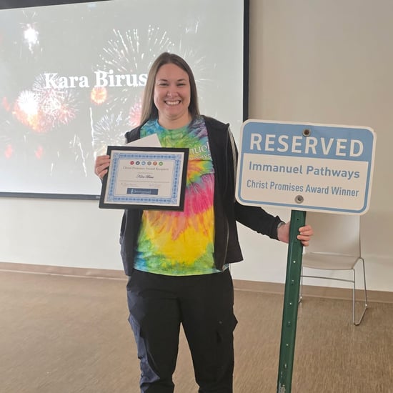 Kara Birus is Immanuel Pathways of Central Iowa quarterly CHRIST Promises Award recipient.