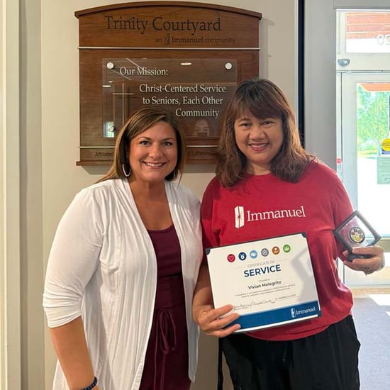 Vivian Melecito is the recipient of Trinity Courtyard's CHRIST Promises Award.