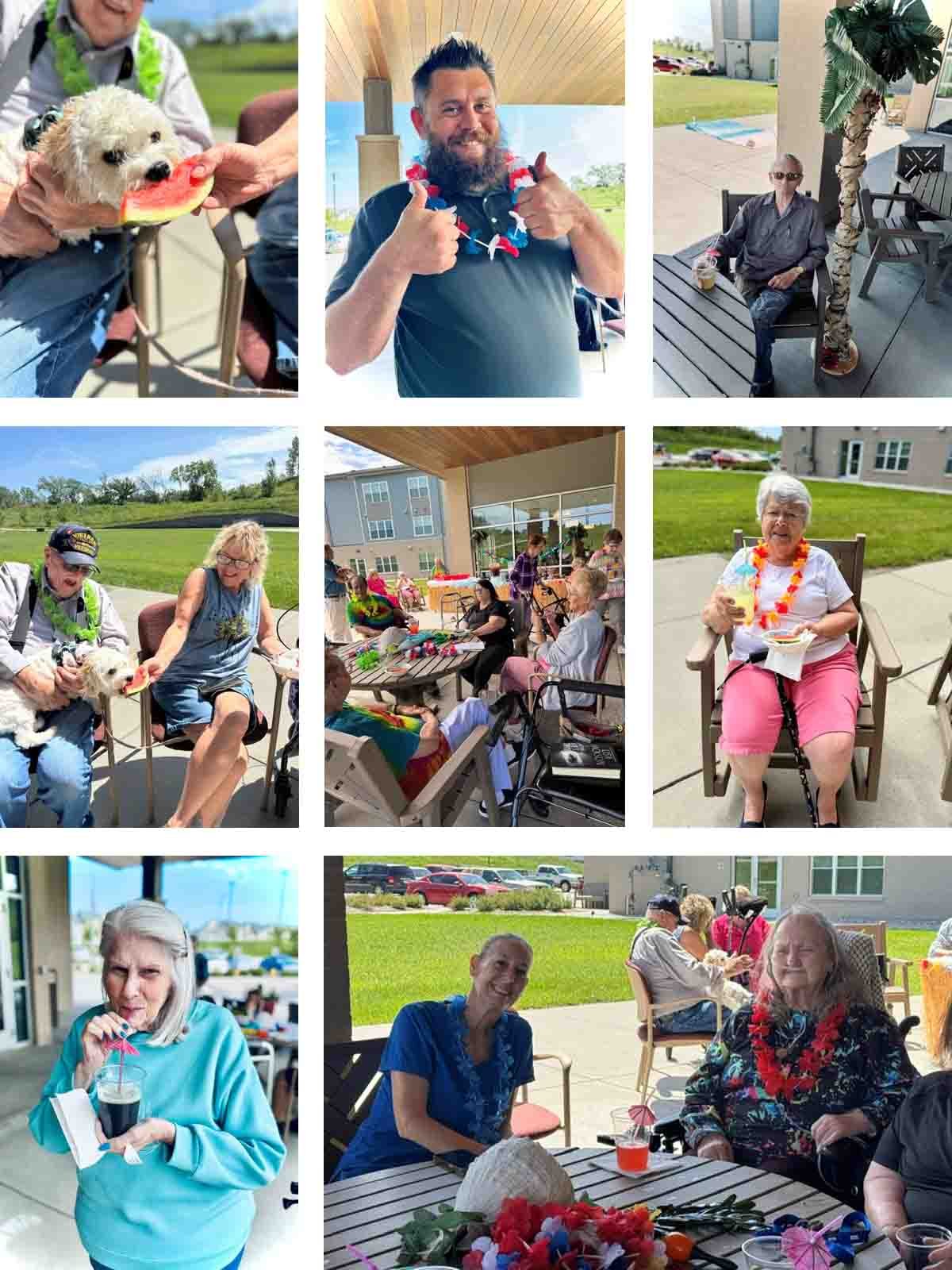 Residents and staff at Graceview Courtyard enjoyed the community's Aloha Party.