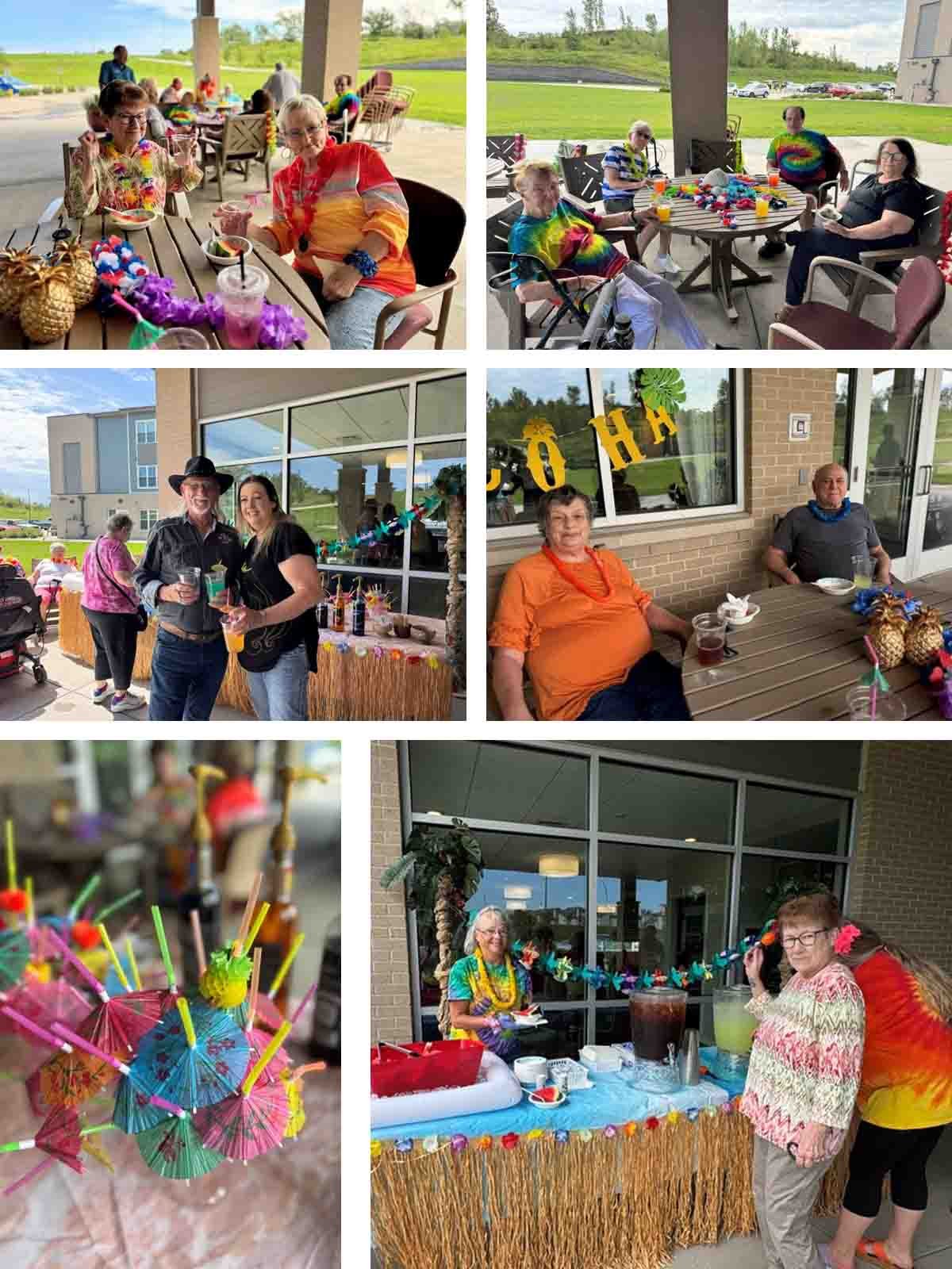Residents and staff at Graceview Courtyard enjoyed the community's Aloha Party.