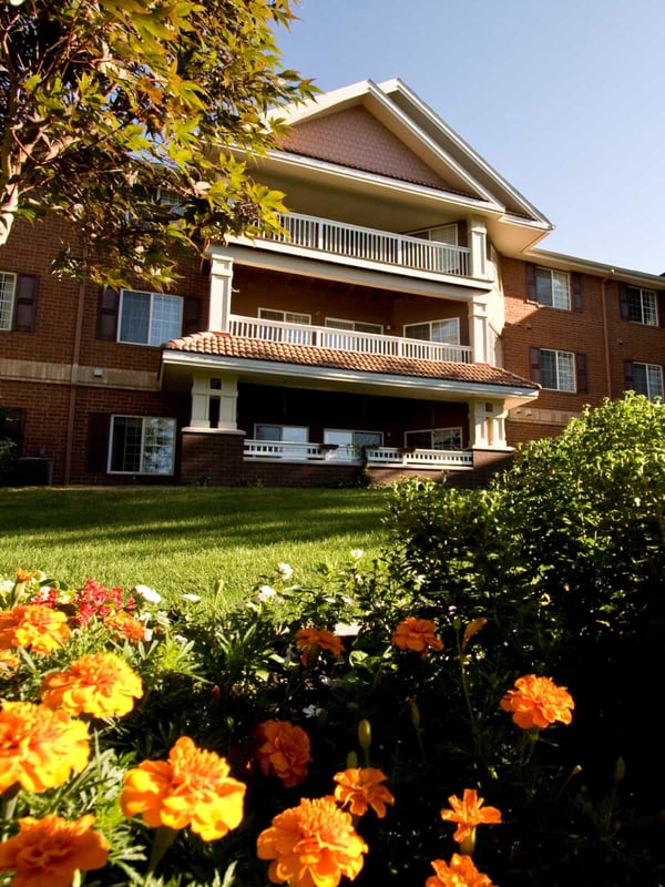 View of the landscaping at apartment balconies at Grand Lodge