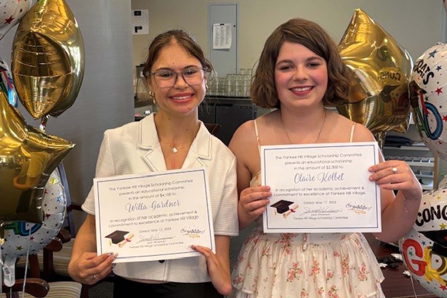 Yankee Hill Village's 2025 scholarship recipients.