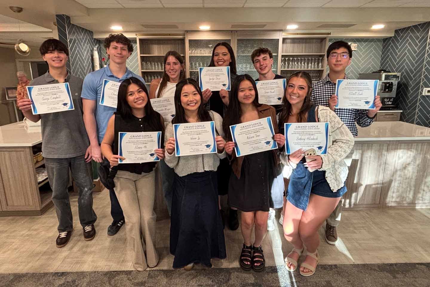 The 2026 student scholarship recipients at Grand Lodge.