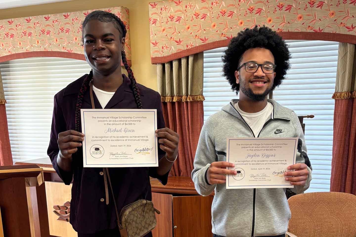The 2026 student scholarship recipients at Immanuel Village.
