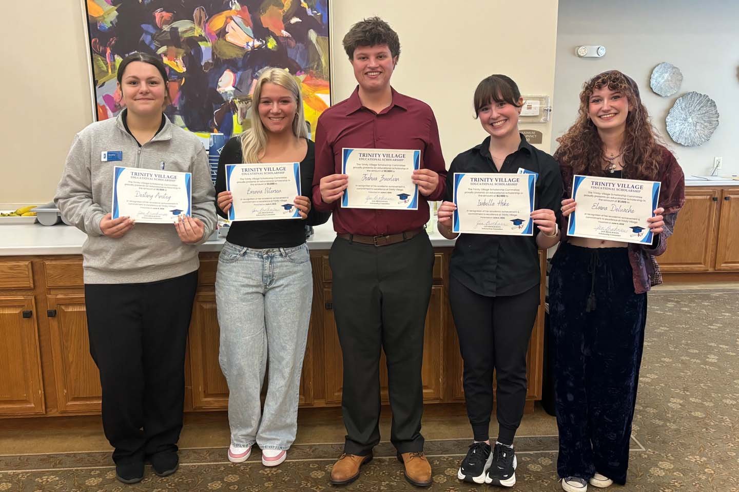 The 2026 student scholarship recipients at Trinity Village.