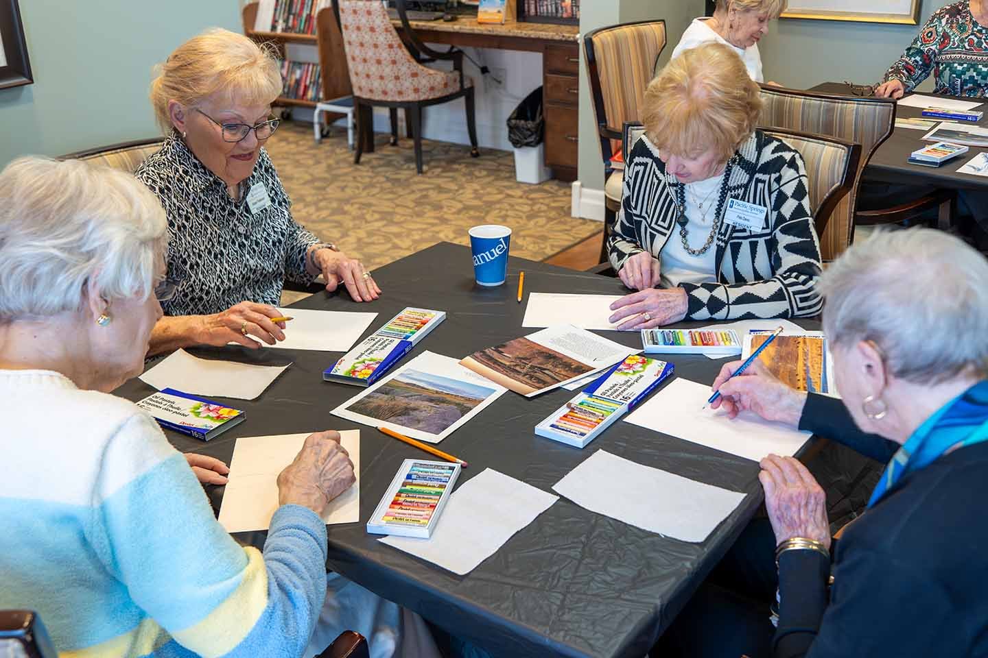 Seniors participating in arts class.