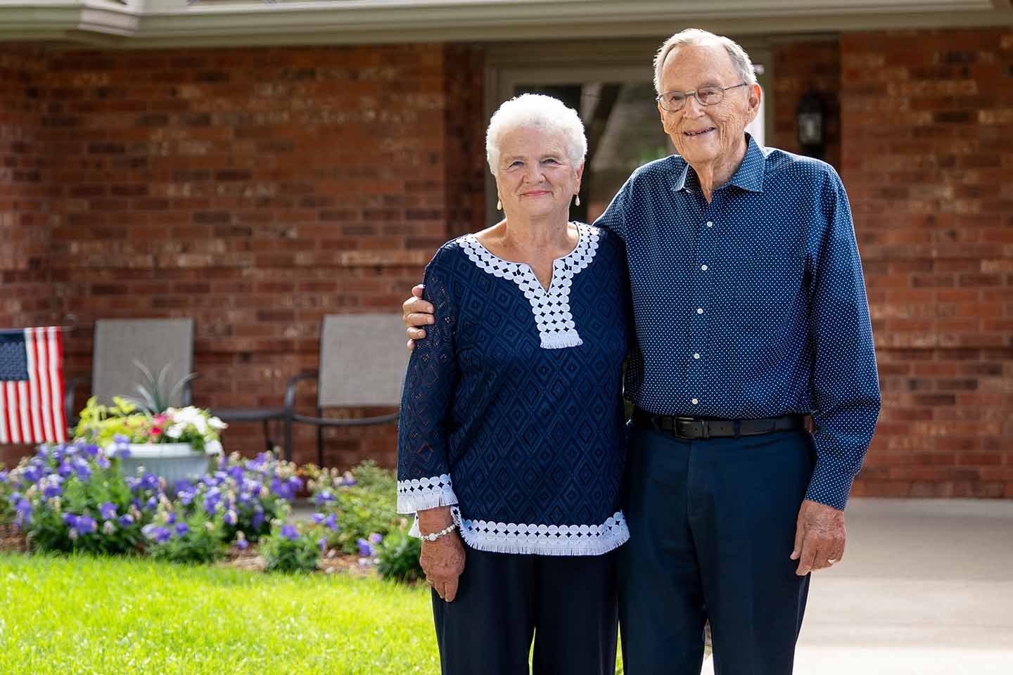 Bonnie and Ron Olsen outside their Pacific Springs patio home