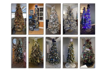 Deerfield has more then 20 decorated Christmas trees throughout the community.