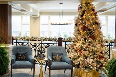 Christmas trees on display at Deerfield.