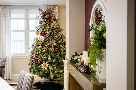 Christmas trees on display at Deerfield.