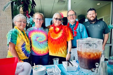 Residents and staff at Graceview Courtyard enjoyed the community's Aloha Party.