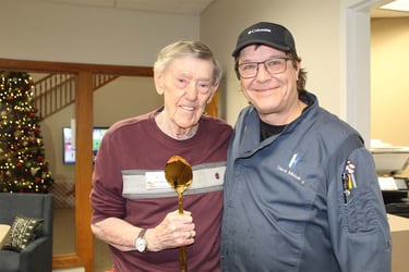 Chef Dave recently surprised resident Pete with a very large, golden spoon.