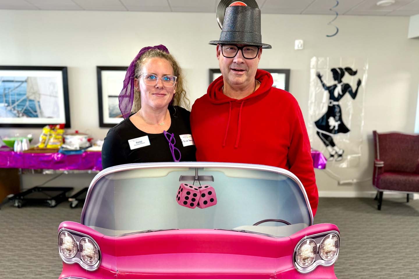 Graceview Courtyard residents and staff celebrated New Year's Eve with a sock hop-themed party.