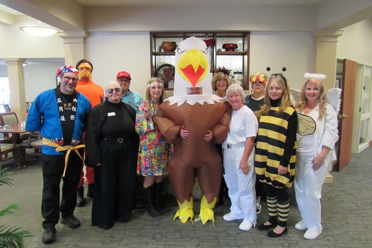 Staff at Yankee Hill Village dressed up for Halloween.