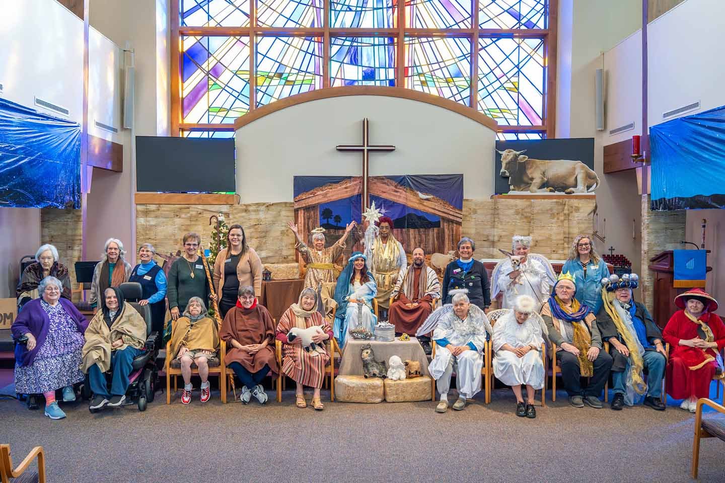 Immanuel Courtyard staff members and residents participated in the community's annual Christmas pageant.