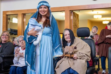 Immanuel Courtyard staff members and residents participated in the community's annual Christmas pageant.