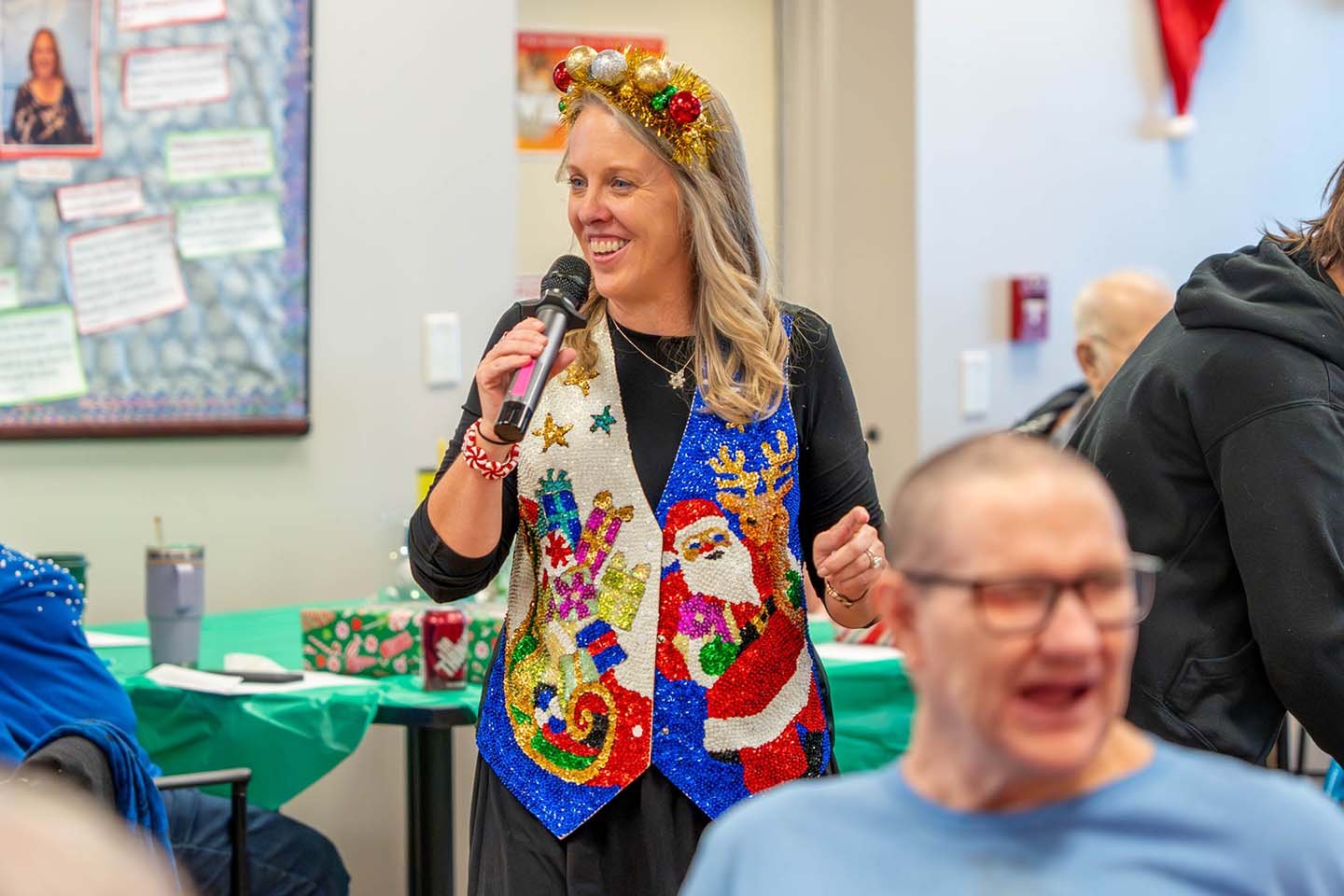 The Christmas party at Immanuel Pathways Southwest Iowa featured gifts, activities, and a visit from Santa.