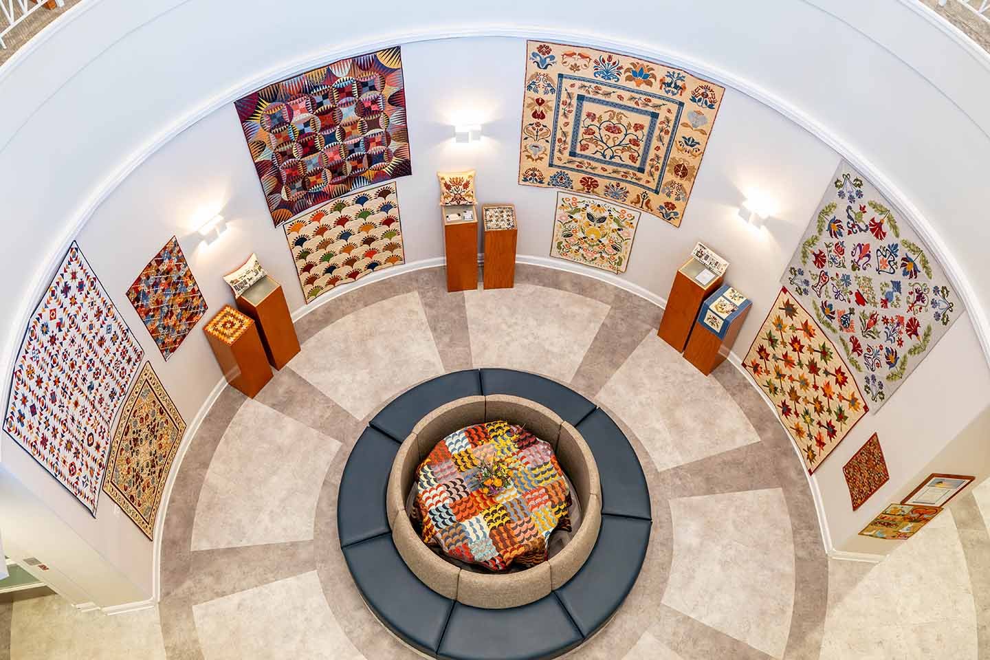 Phoebe Toalson's quilts are shown on display in the art gallery at The Landing, an Immanuel Signature Community in Lincoln, NE.