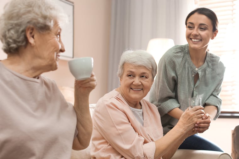 Women enjoying coffee and talking.
