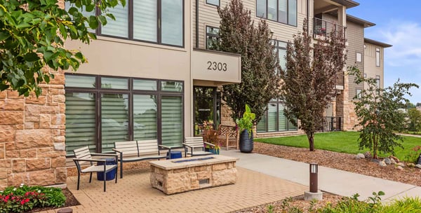 Interior view of a social area at Lakeside Lofts in west Omaha