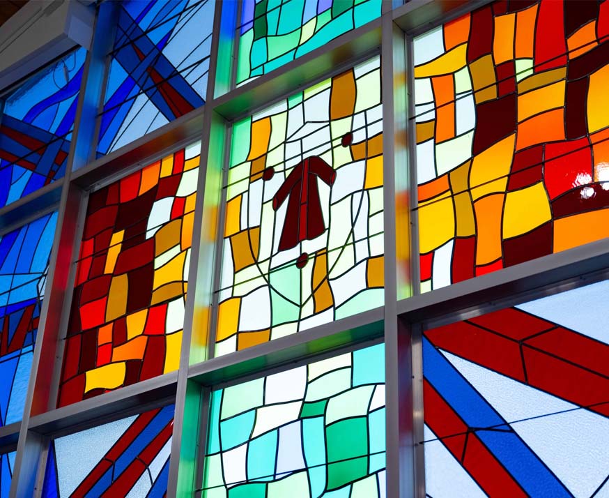 Stained glass window in the St. Stephen Llutheran Church.