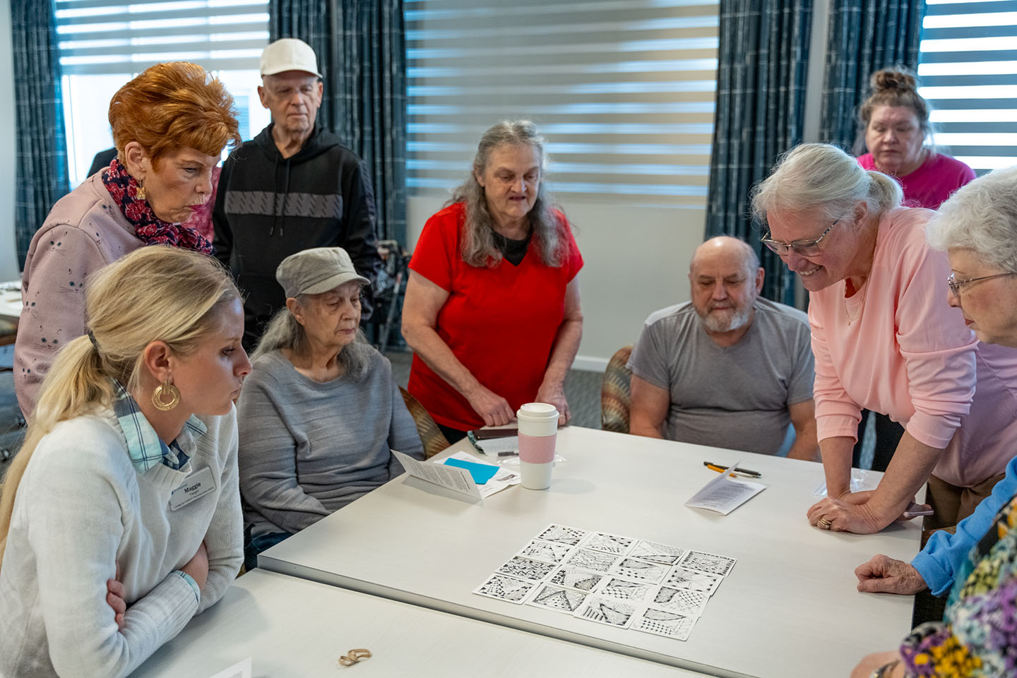 A group of seniors share their artwork.